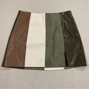 S Le Lis Multicolor Faux Leather Panel Mini Skirt Camo Urban Streetwear Cowgirl